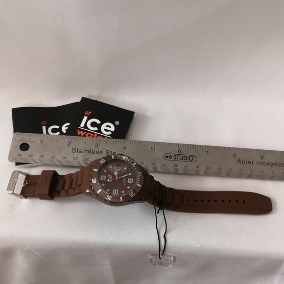 New in Box Ice Watch Belgium Brown Weave Quality Rubber Band Brown Cooper Face - Picture 5 of 7